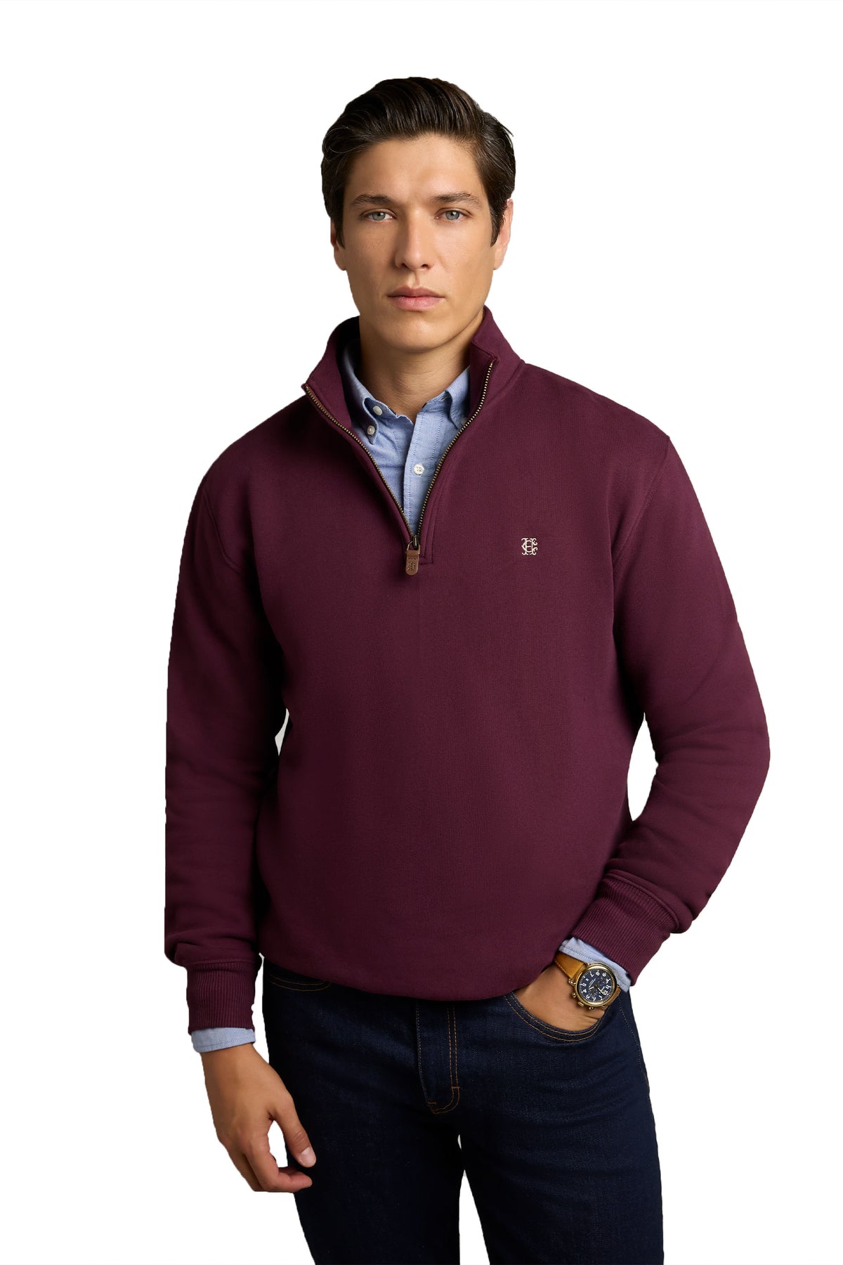 HOLLAND COOPER QUARTER ZIP SWEATSHIRT MULBERRY