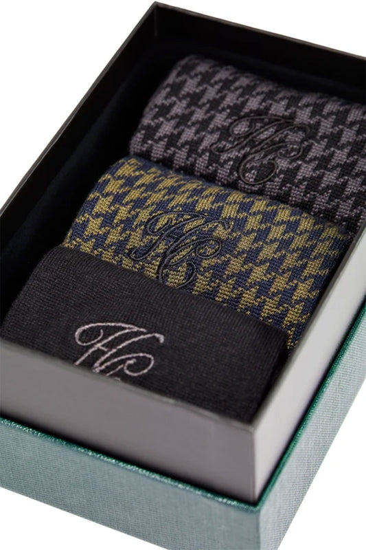 HOLLAND HOUNDSTOOTH SOCK GIFT BOX CHARCOAL