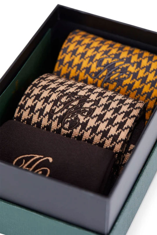 HOLLAND HOUNDSTOOTH SOCK GIFT BOX CHOCOLATE