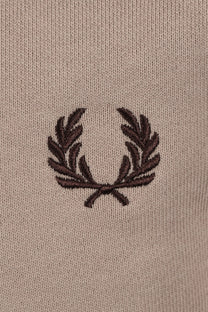FRED PERRY HALF ZIP SWEATSHIRT WARM OAT/COURT GREEN/BURNT TOB Fred Perry