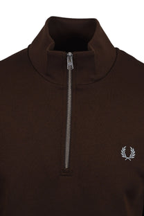 FRED PERRY HALF ZIP SWEATSHIRT BURNT TOBACCO/ STOCKPORT BLUE Fred Perry