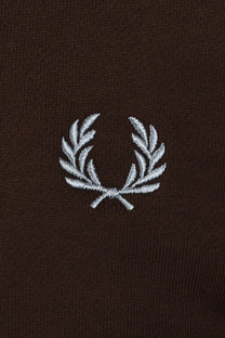 FRED PERRY HALF ZIP SWEATSHIRT BURNT TOBACCO/ STOCKPORT BLUE Fred Perry
