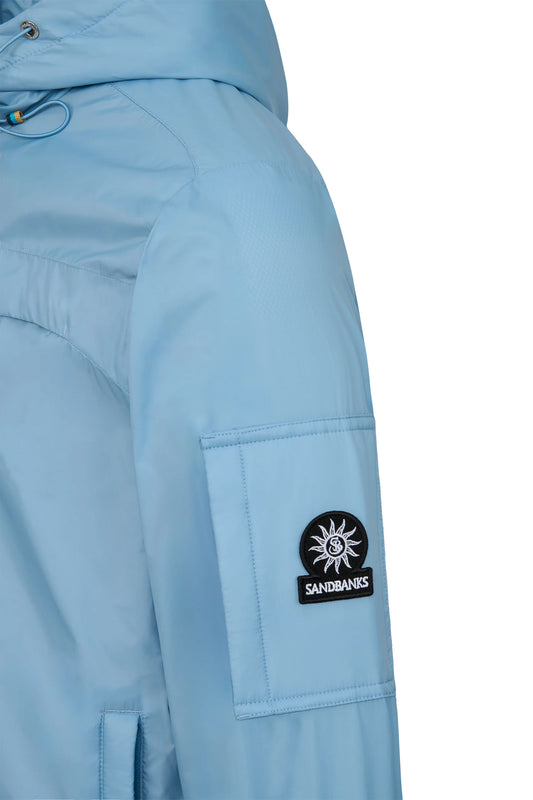 SANDBANKS HOODED NYLON WINDCHEATER DUSTY BLUE