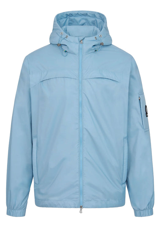 SANDBANKS HOODED NYLON WINDCHEATER DUSTY BLUE