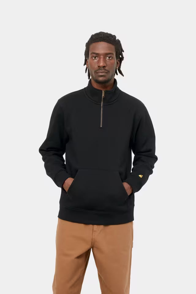 Carhartt CARHARTT CHASE ZIP NECK SWEATSHIRT BLACK/GOLD