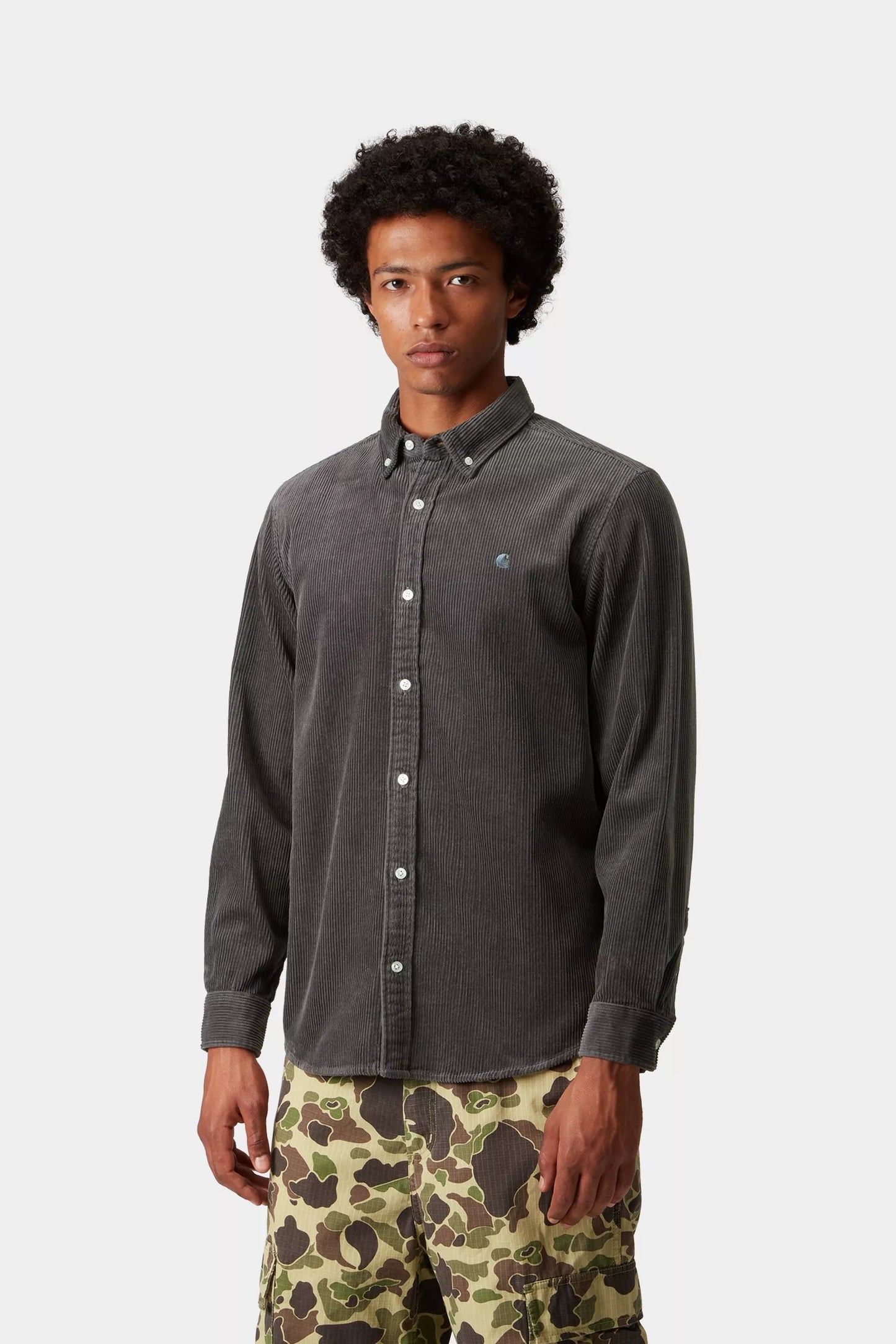CARHARTT MADISON CORD SHIRT GRAPHITE