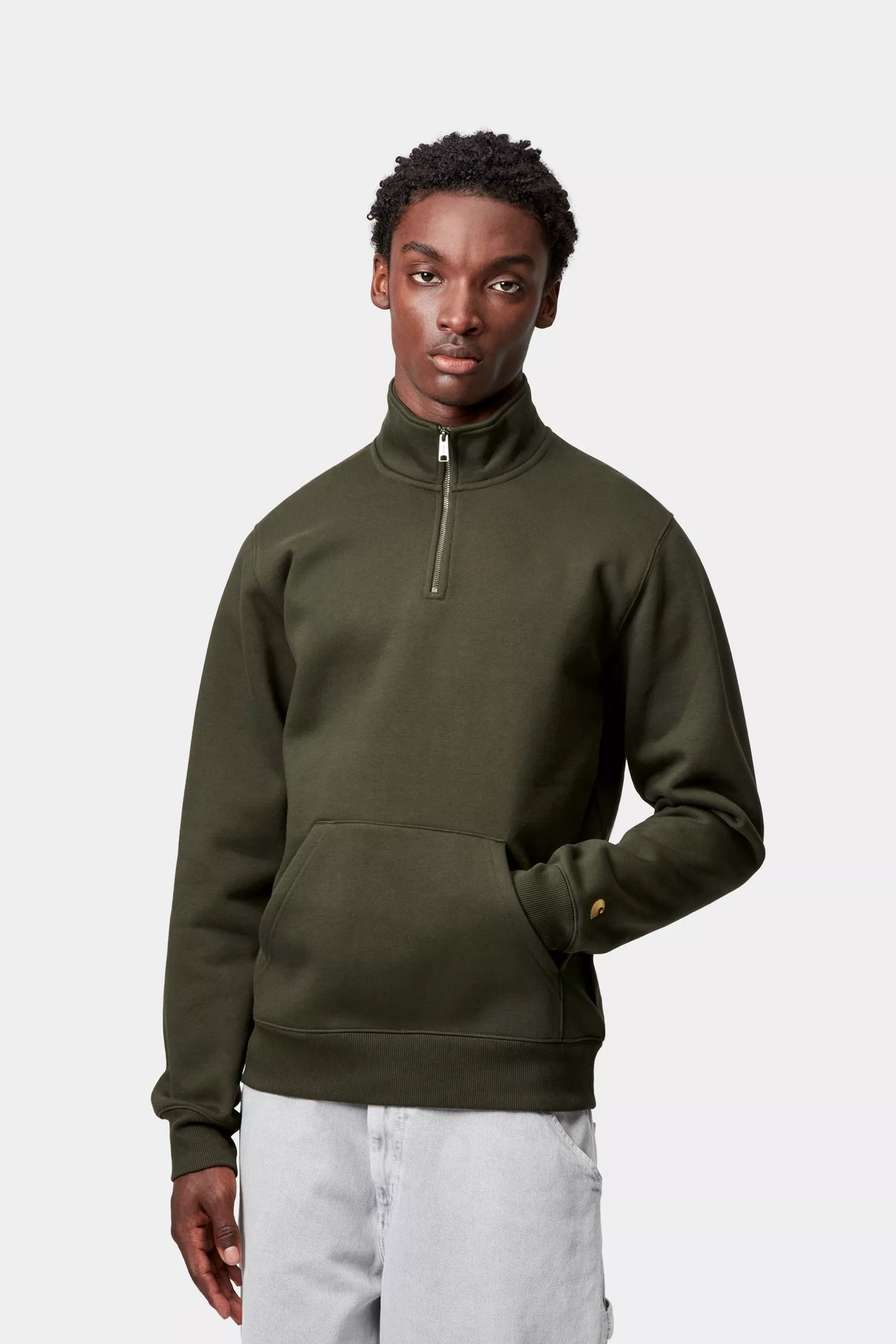 CARHARTT CHASE ZIP NECK SWEATSHIRT OLIVE/GOLD