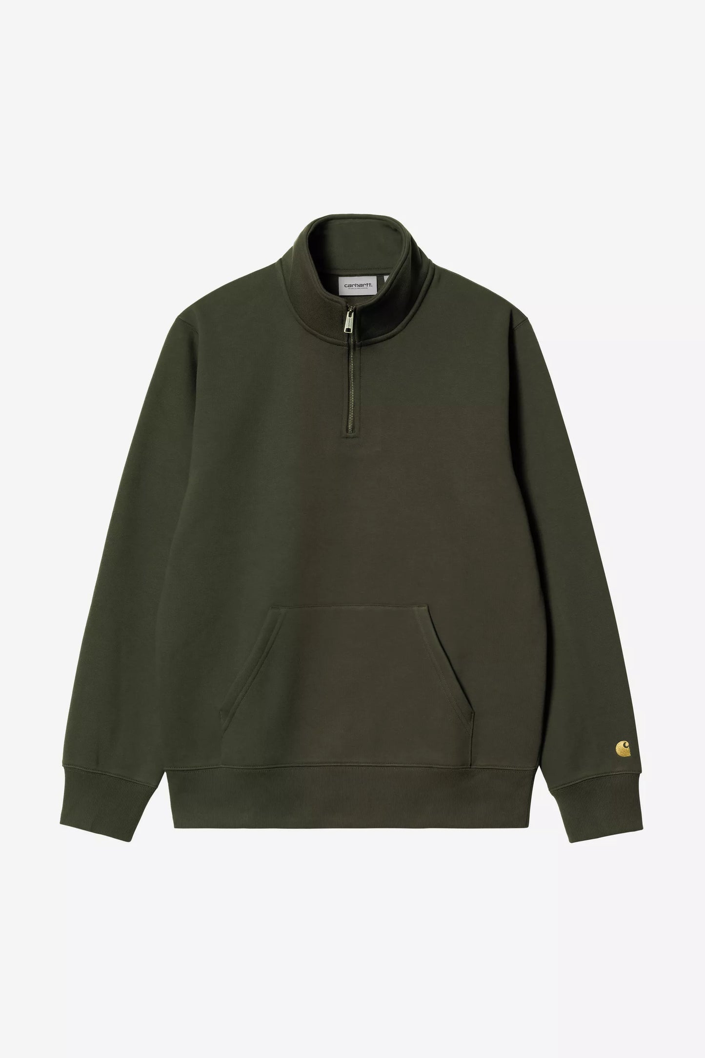 CARHARTT CHASE ZIP NECK SWEATSHIRT OLIVE/GOLD