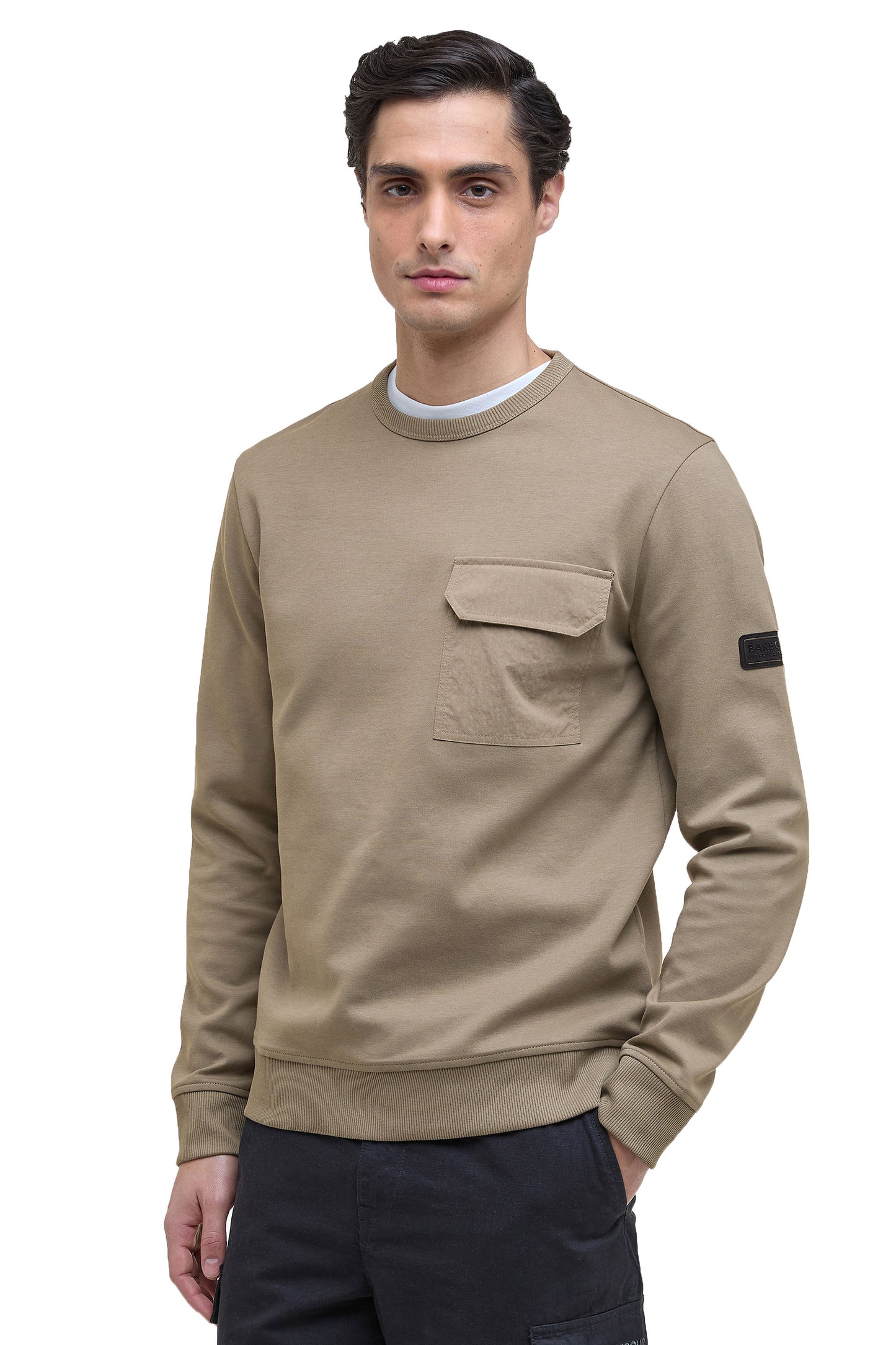 BARBOUR INTERNATIONAL ILFORD INTERLOCK SWEATSHIRT BRINDLE