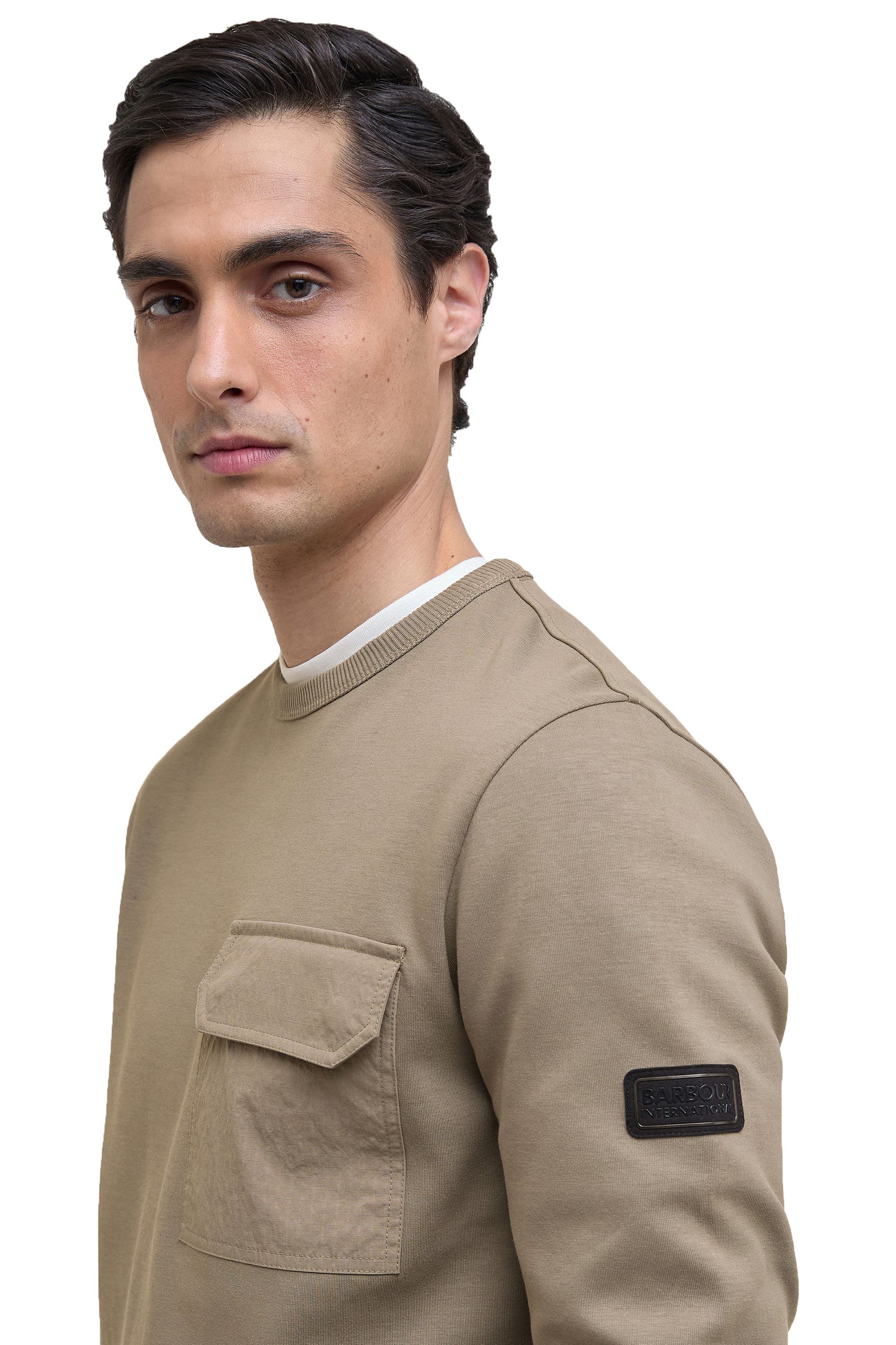BARBOUR INTERNATIONAL ILFORD INTERLOCK SWEATSHIRT BRINDLE