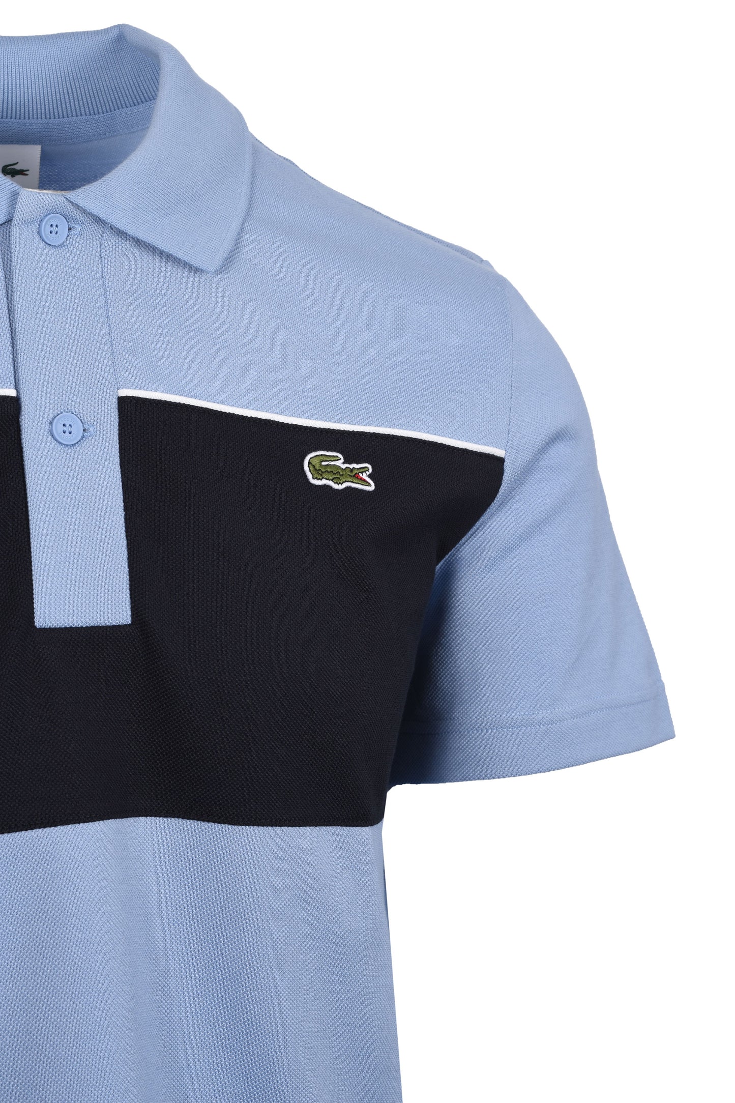 LACOSTE COLOUR BLOCK POLO SHIRT BLUE/NAVY