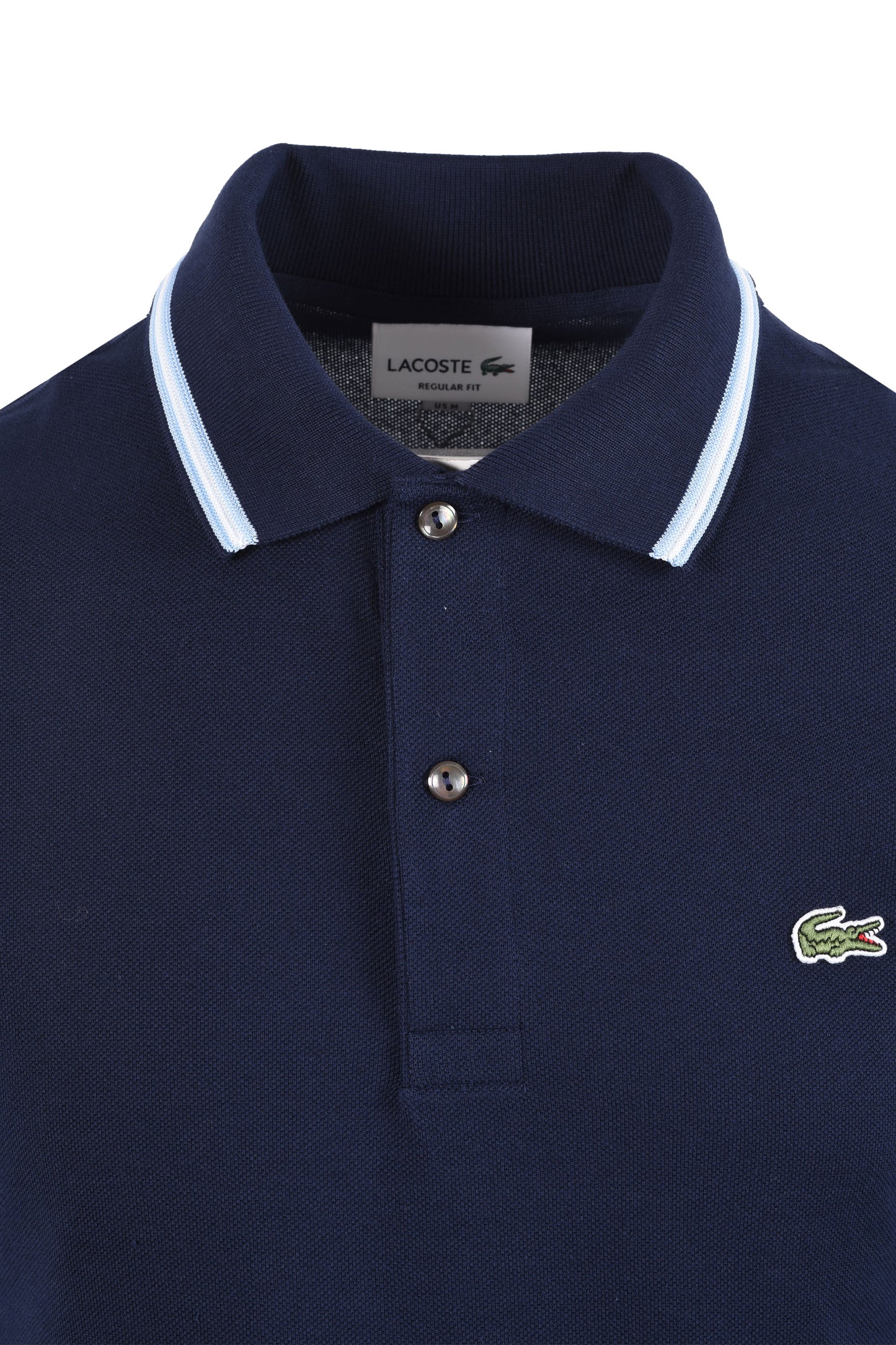 LACOSTE SHORT SLEEVED RIBBED COLLAR POLO NAVY Lacoste Michael Stewart Menswear  Polo Shirts