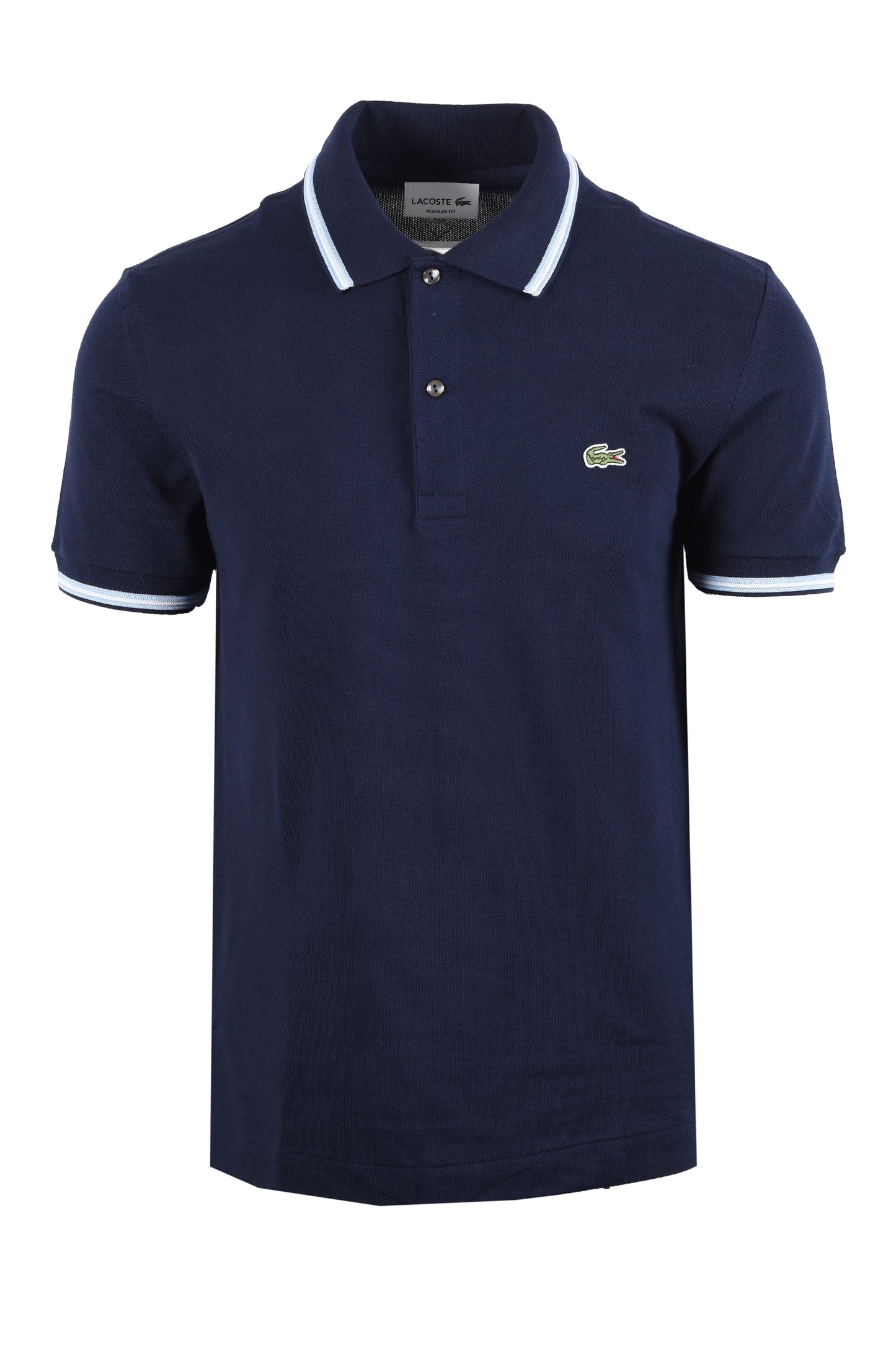 LACOSTE SHORT SLEEVED RIBBED COLLAR POLO NAVY Lacoste Michael Stewart Menswear  Polo Shirts