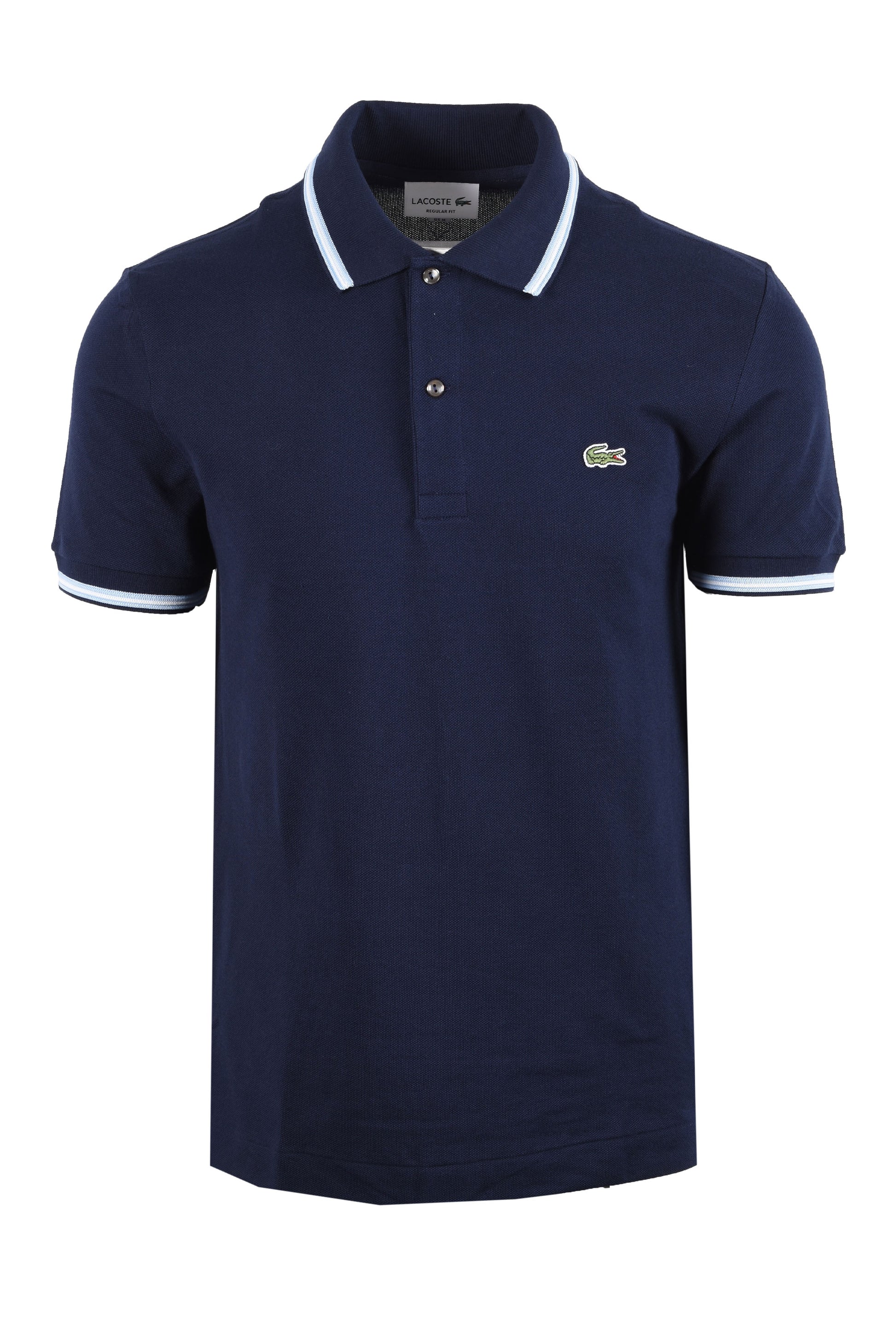 LACOSTE SHORT SLEEVED RIBBED COLLAR POLO NAVY Lacoste Michael Stewart Menswear  Polo Shirts