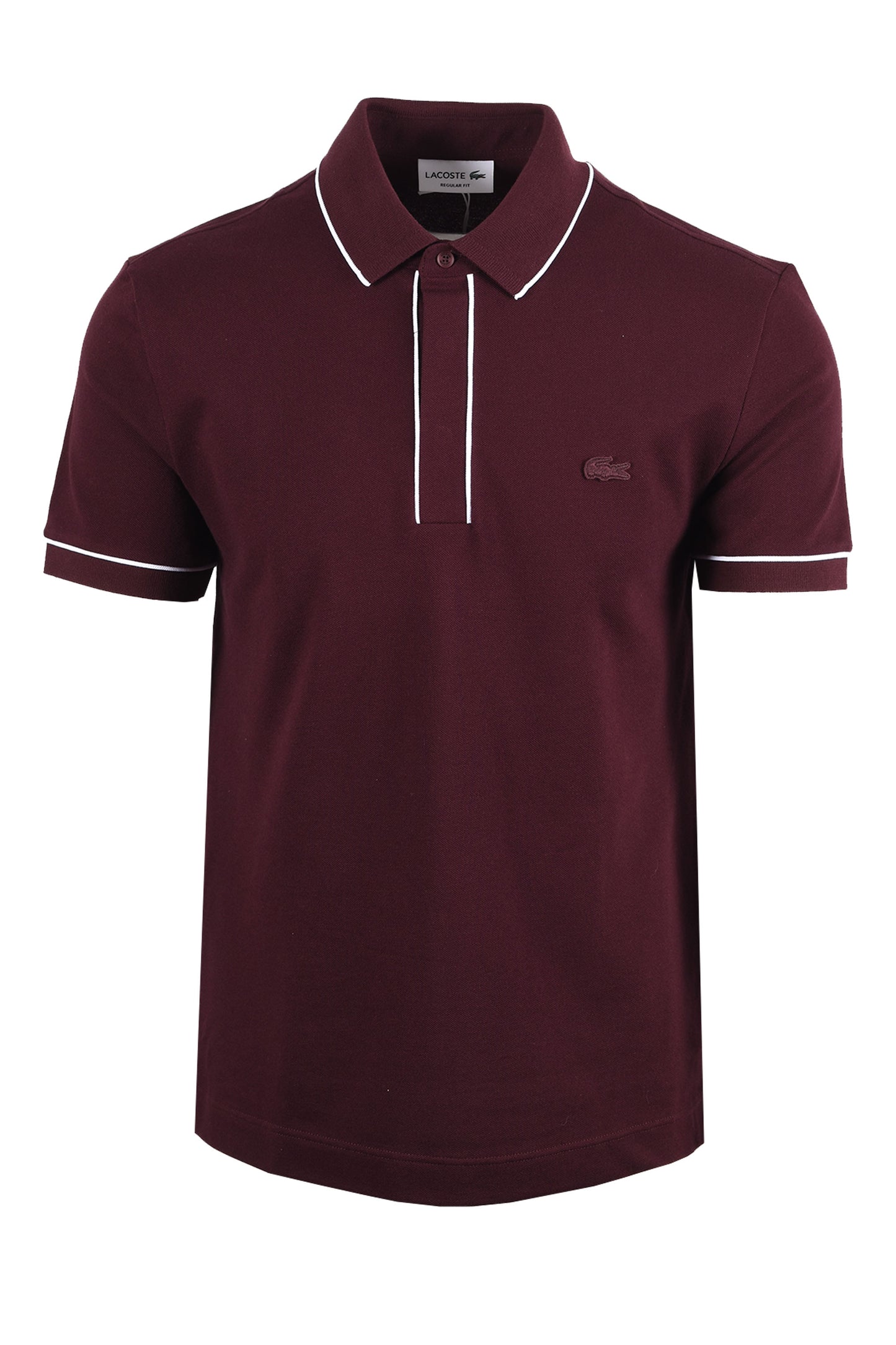 LACOSTE TIPPED PLACKET TONAL BADGE POLO MAROON Lacoste Michael Stewart Menswear  Polo Shirts