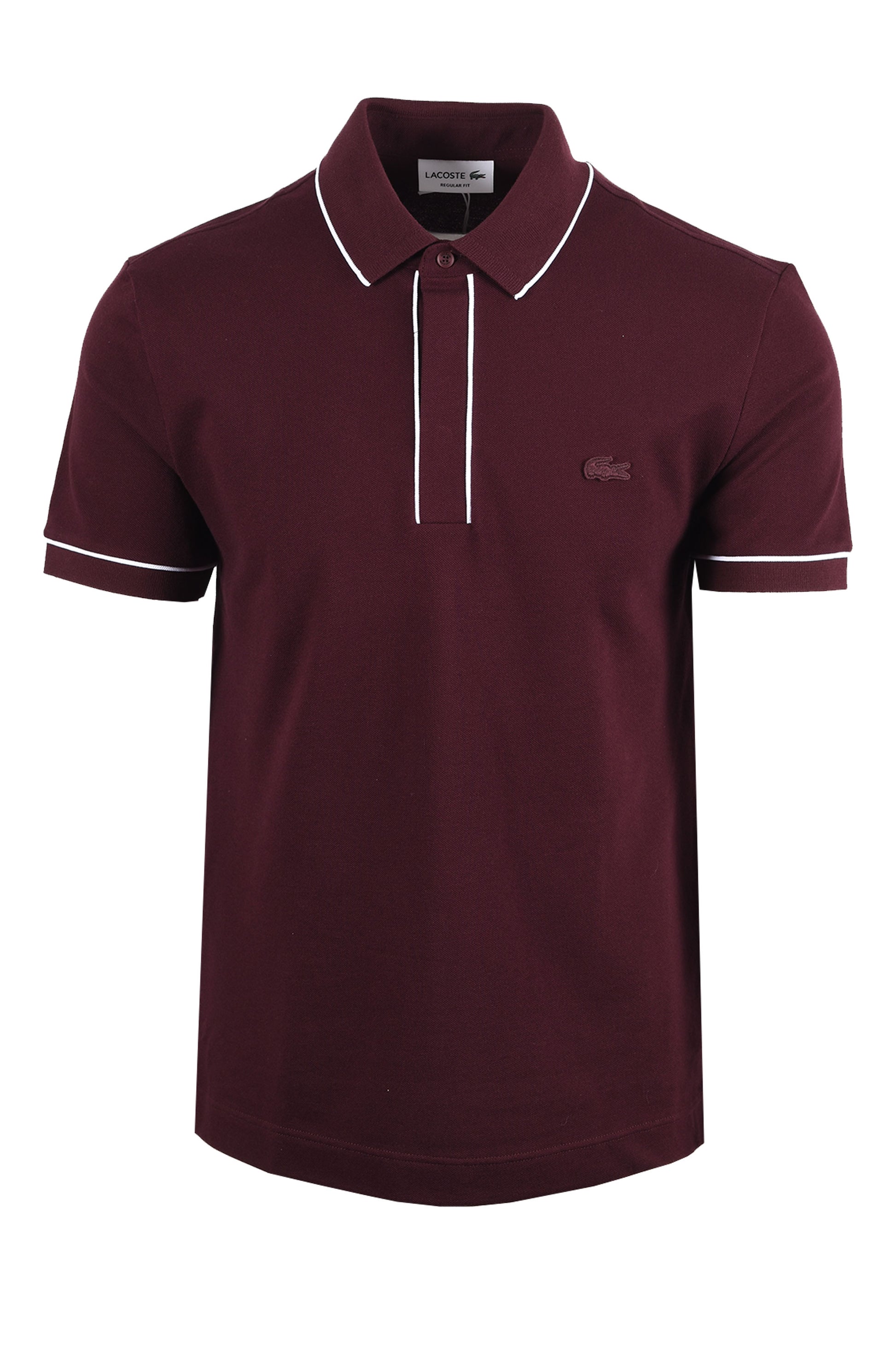 LACOSTE TIPPED PLACKET TONAL BADGE POLO MAROON Lacoste Michael Stewart Menswear  Polo Shirts