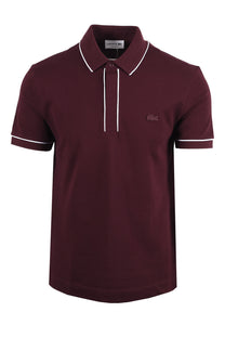 LACOSTE TIPPED PLACKET TONAL BADGE POLO MAROON Lacoste Michael Stewart Menswear  Polo Shirts