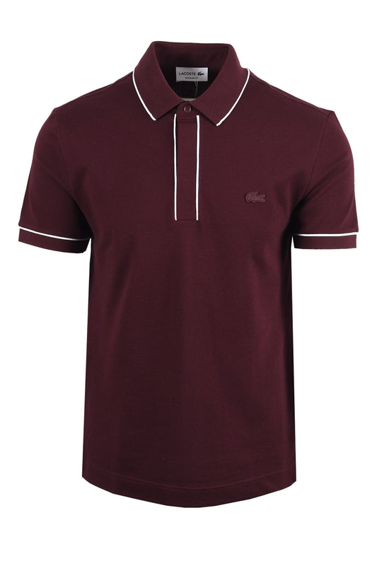LACOSTE TIPPED PLACKET TONAL BADGE POLO MAROON Lacoste Michael Stewart Menswear  Polo Shirts