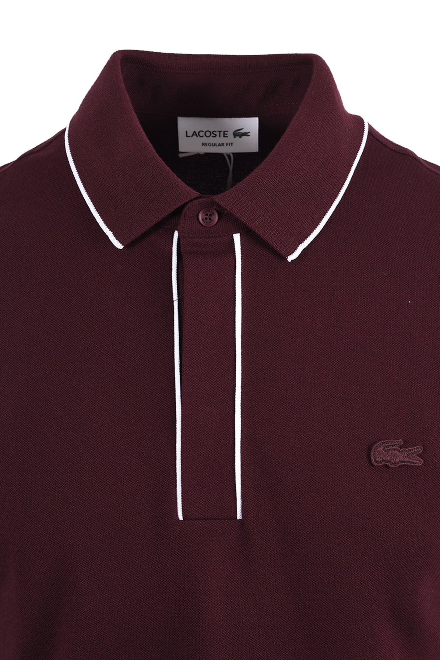 LACOSTE TIPPED PLACKET TONAL BADGE POLO MAROON Lacoste Michael Stewart Menswear  Polo Shirts