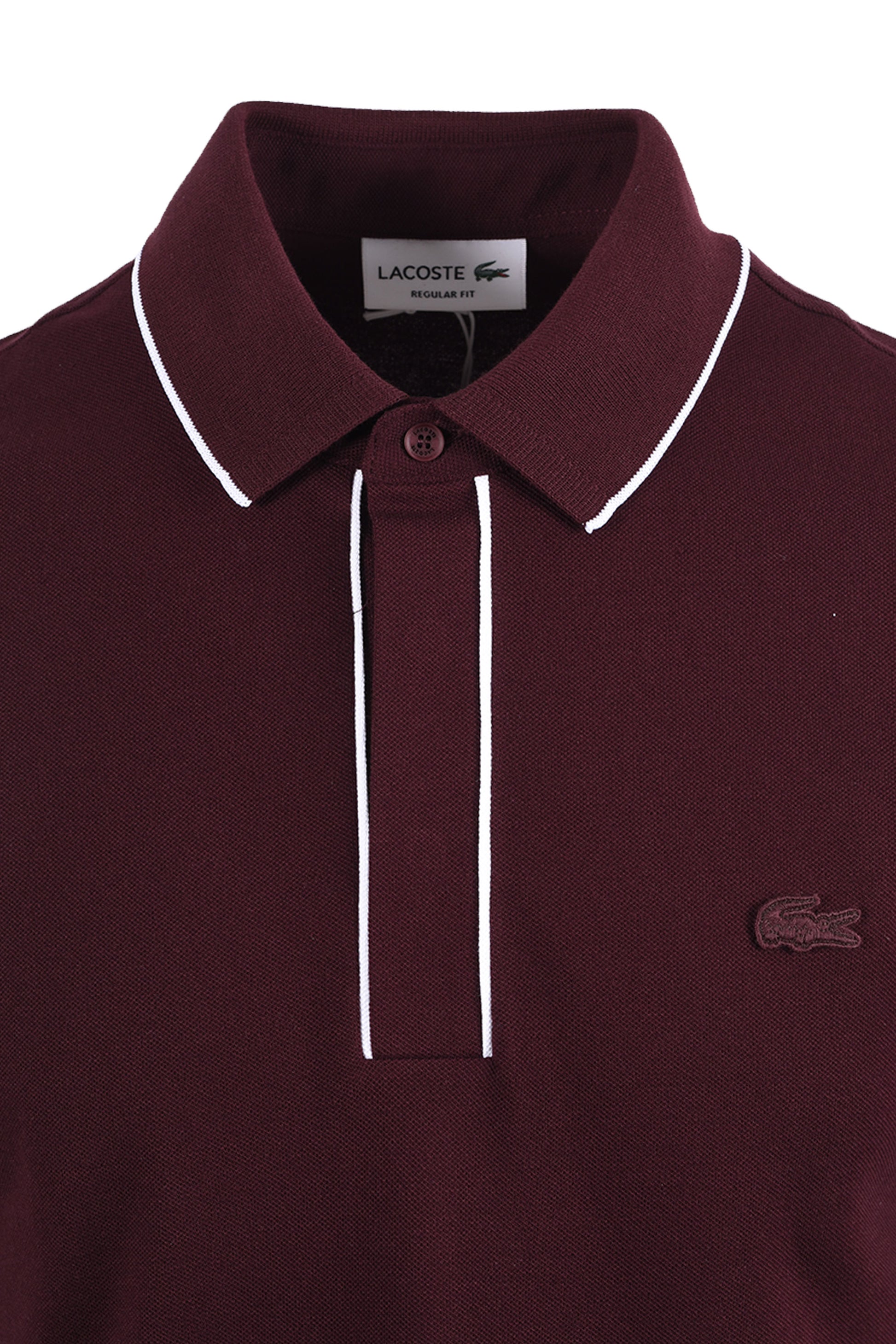 LACOSTE TIPPED PLACKET TONAL BADGE POLO MAROON Lacoste Michael Stewart Menswear  Polo Shirts