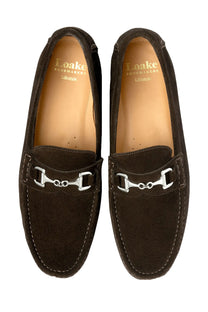 LOAKE HAWTHORN DRIVER SHOE DARK BROWN SUEDE Loake