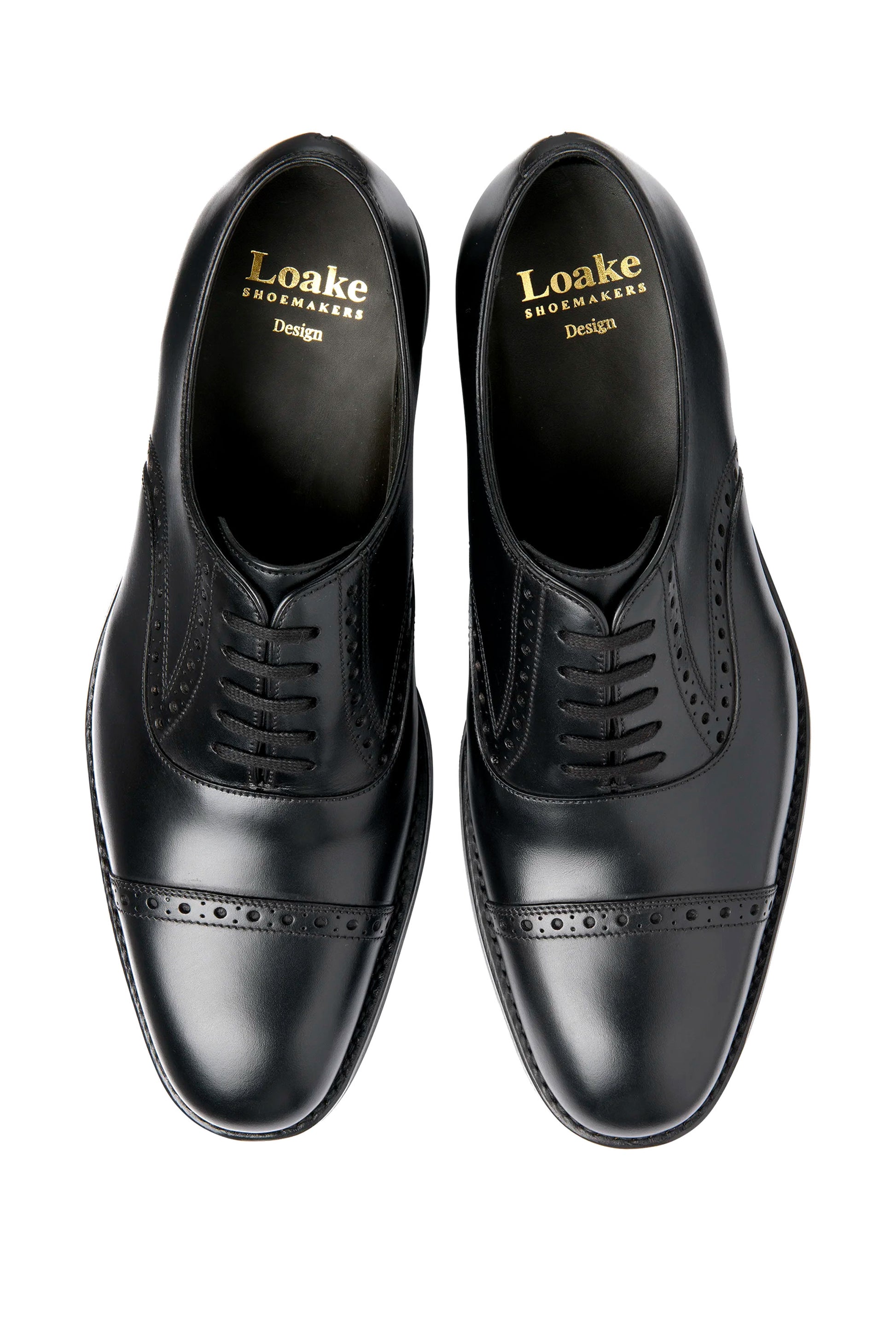 LOAKE KELLAR OXFORD SEMI BROGUE BLACK Loake Michael Stewart Menswear  Formal Shoes