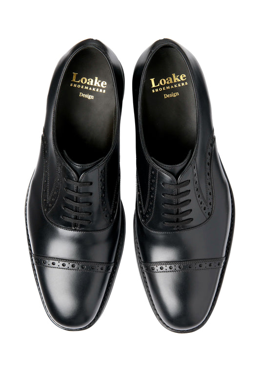 LOAKE KELLAR OXFORD SEMI BROGUE BLACK Loake Michael Stewart Menswear  Formal Shoes