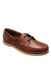 LOAKE PADSTOW BOAT SHOE BROWN WAXY Loake