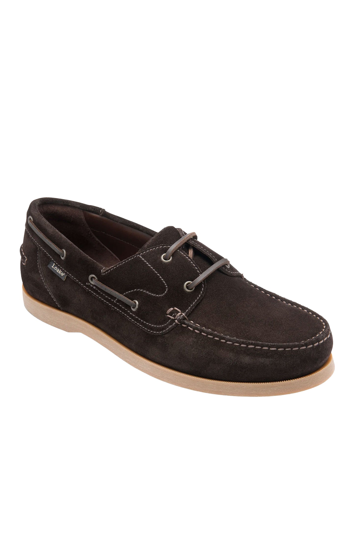 LOAKE PADSTOW BOAT SHOE DARK BROWN SUEDE