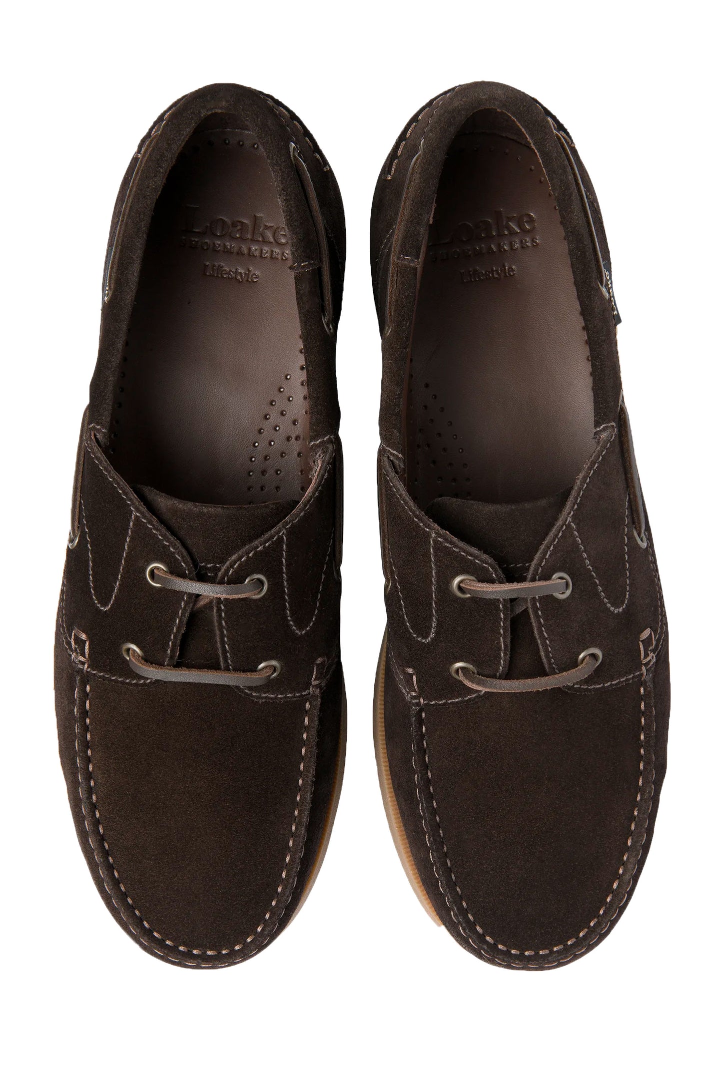 LOAKE PADSTOW BOAT SHOE DARK BROWN SUEDE