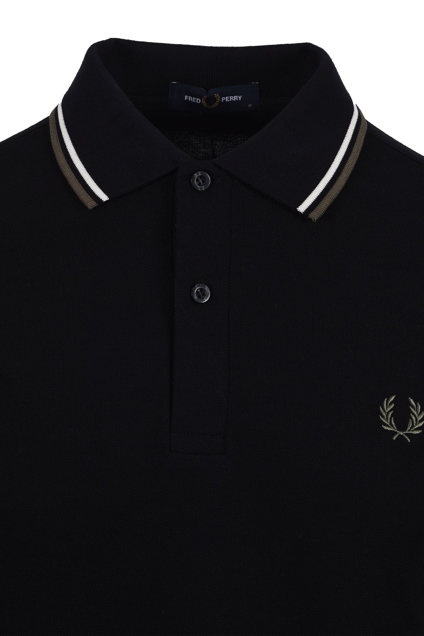 FRED PERRY LS TWIN TIPPED POLO BLACK/ECRU/LRLWR