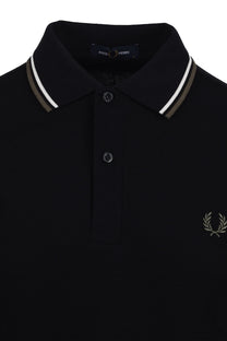 FRED PERRY LS TWIN TIPPED POLO BLACK/ECRU/LRLWR Fred Perry
