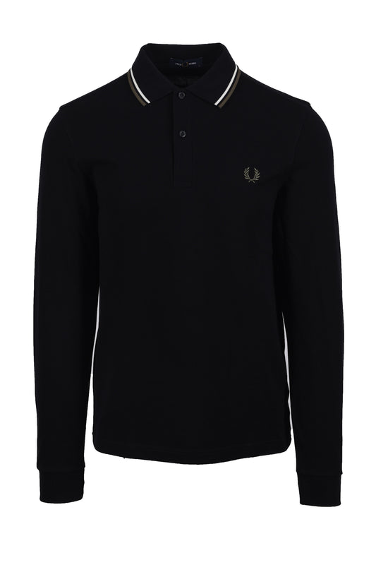 FRED PERRY LS TWIN TIPPED POLO BLACK/ECRU/LRLWR