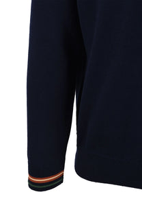 Lacoste Tipped Crew Neck Knitwear Navy Blue Lacoste