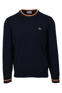 Lacoste Tipped Crew Neck Knitwear Navy Blue Lacoste