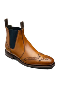 Loake Hoskins T Calf Brogue Chelsea Boot Tan Loake