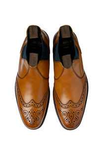 Loake Hoskins T Calf Brogue Chelsea Boot Tan Loake