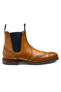 Loake Hoskins T Calf Brogue Chelsea Boot Tan Loake