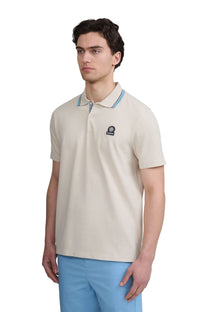 SANDBANKS STRIPE TAPE POLO STONE Sandbanks