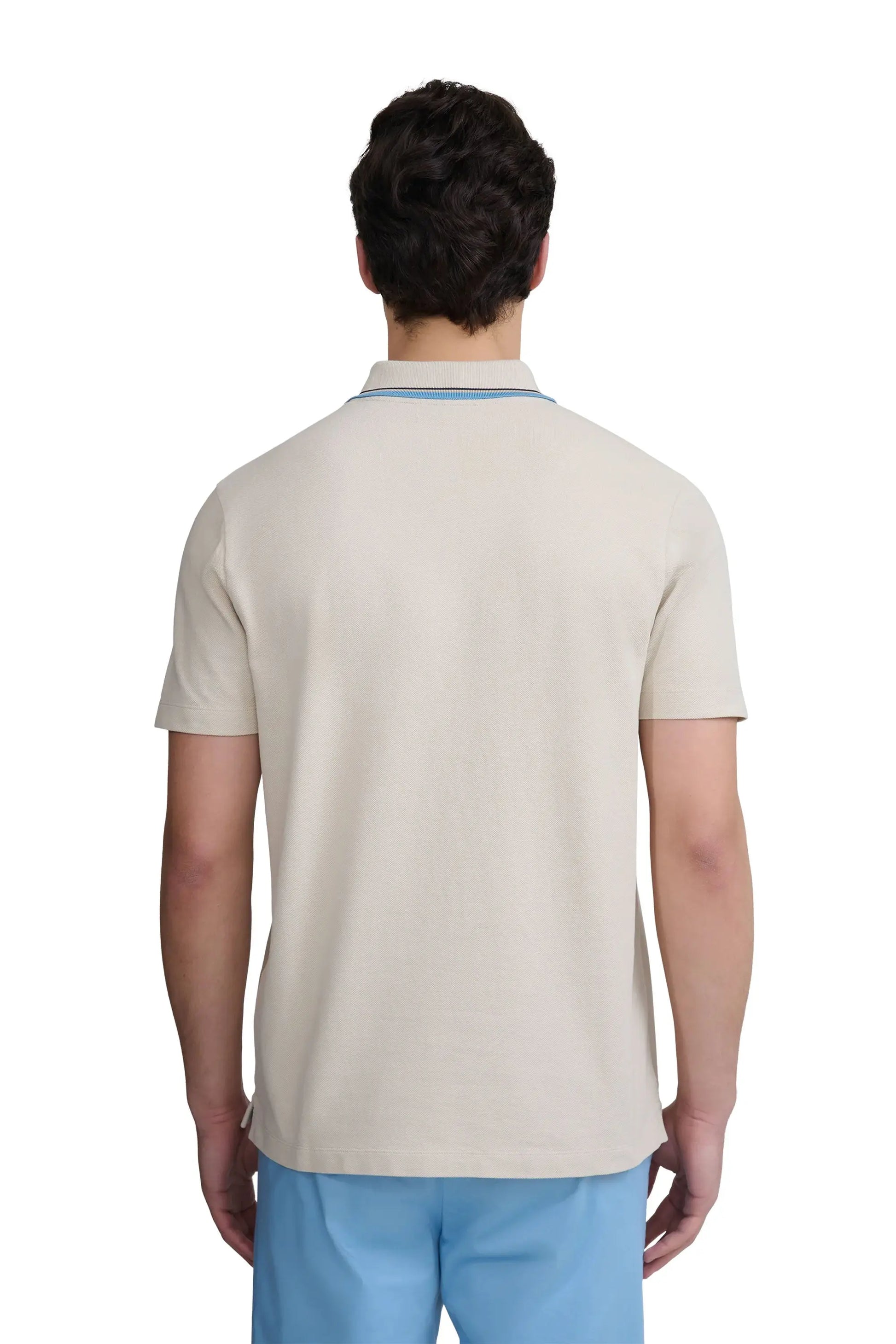 SANDBANKS STRIPE TAPE POLO STONE Sandbanks