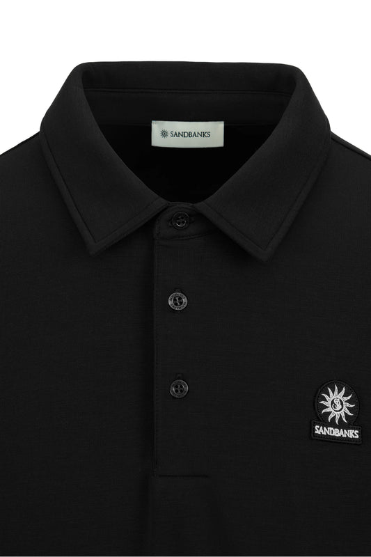 SANDBANKS MODAL LONG SLEEVE POLO BLACK