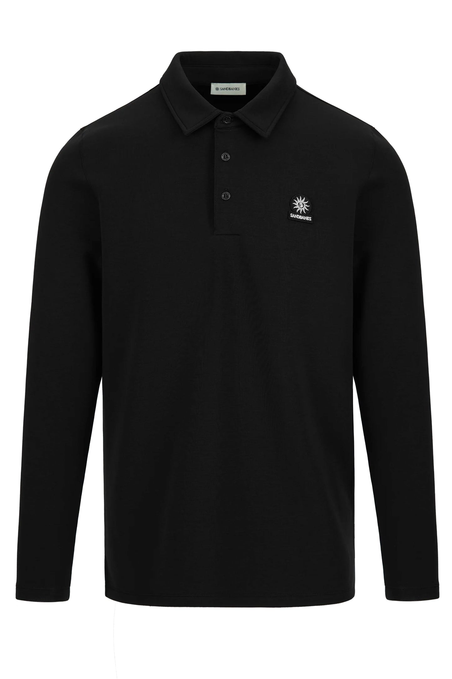 SANDBANKS MODAL LONG SLEEVE POLO BLACK