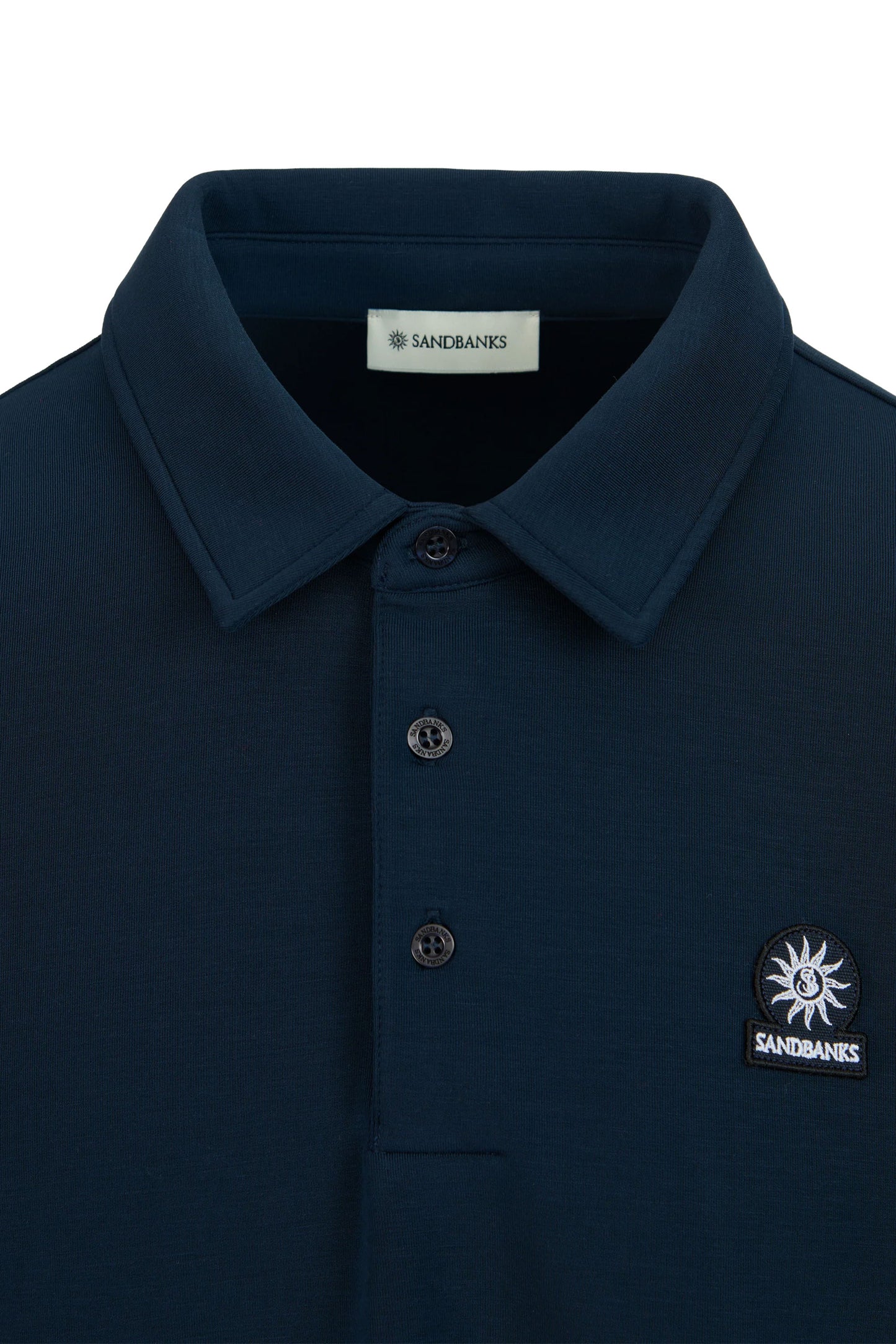 SANDBANKS MODAL LONG SLEEVE POLO NAVY