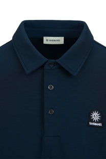 SANDBANKS MODAL LONG SLEEVE POLO NAVY Sandbanks