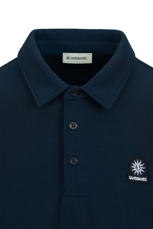 SANDBANKS MODAL LONG SLEEVE POLO NAVY