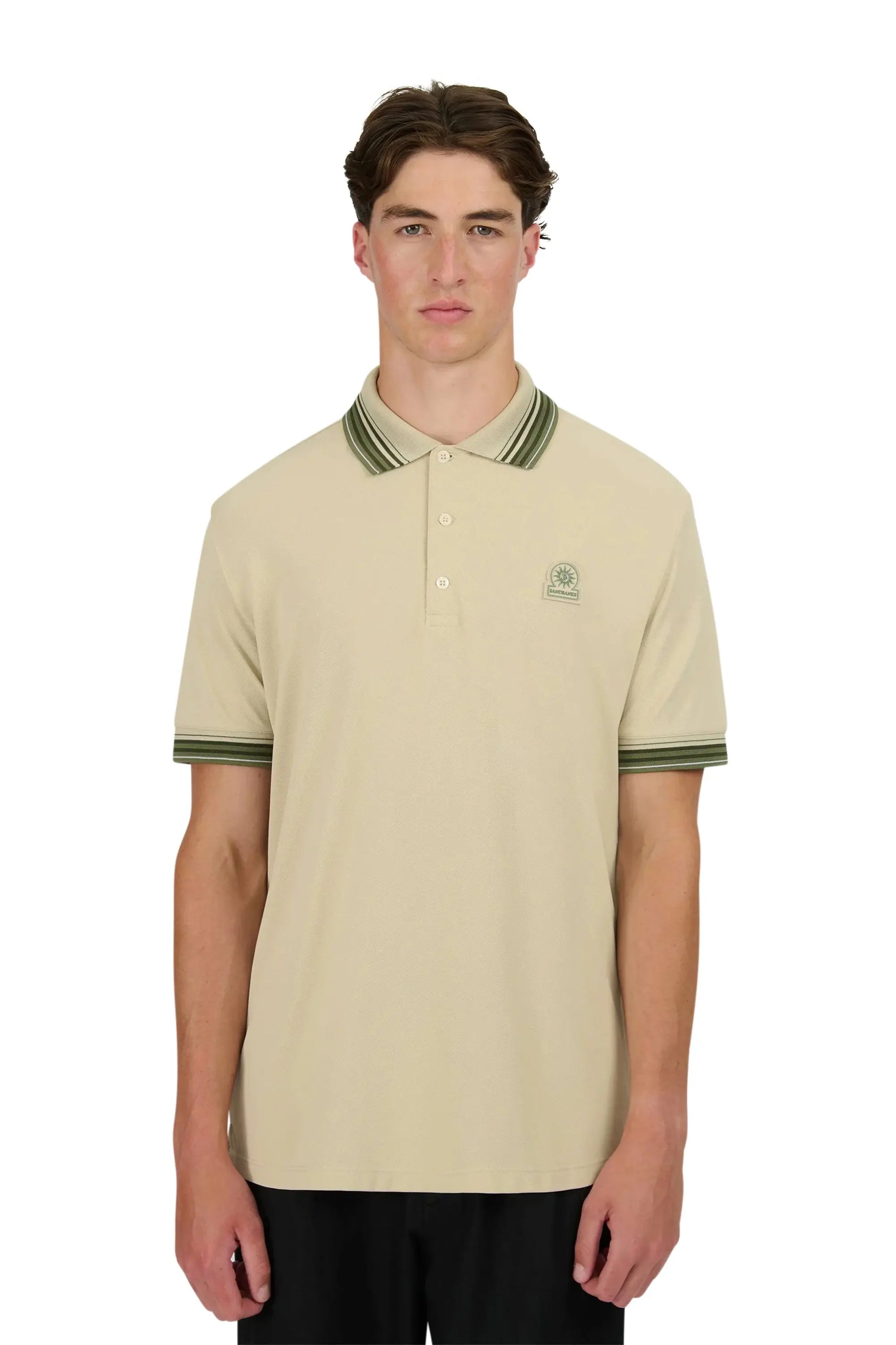 SANDBANKS GRADIENT RIB POLO STONE Sandbanks