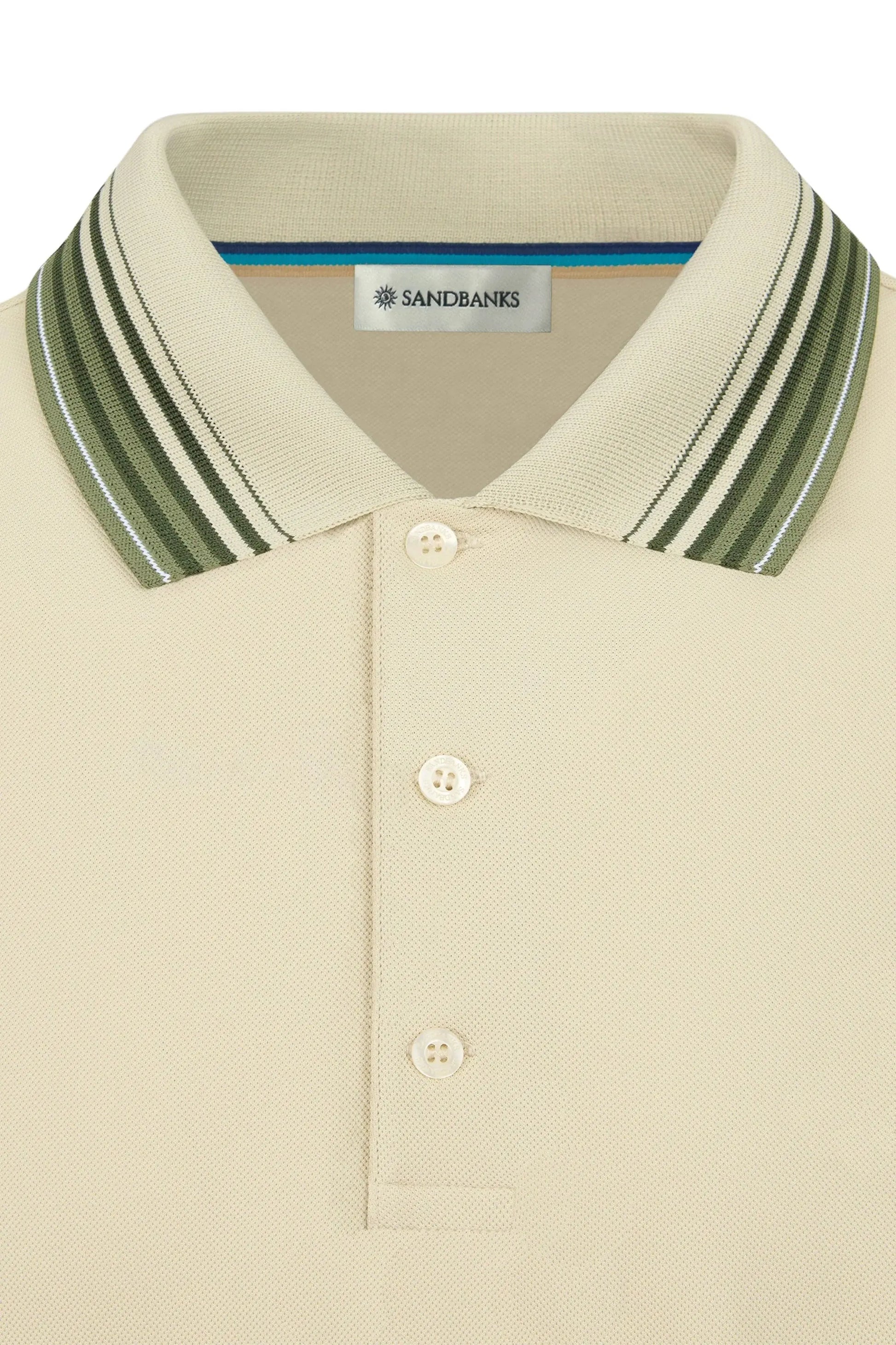 SANDBANKS GRADIENT RIB POLO STONE Sandbanks