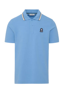 SANDBANKS STRIPE TAPE POLO DUSTY BLUE Sandbanks