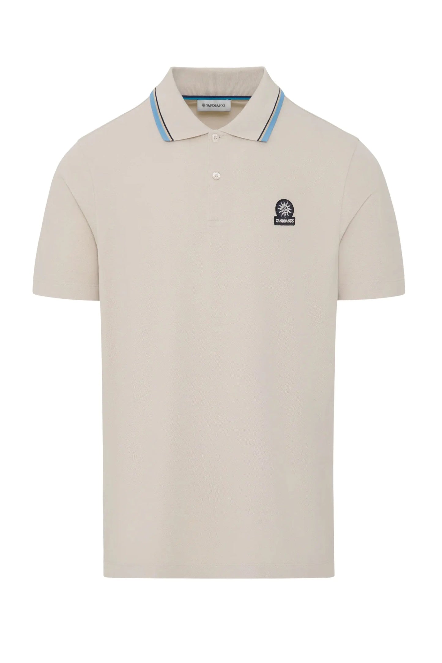 SANDBANKS STRIPE TAPE POLO STONE Sandbanks