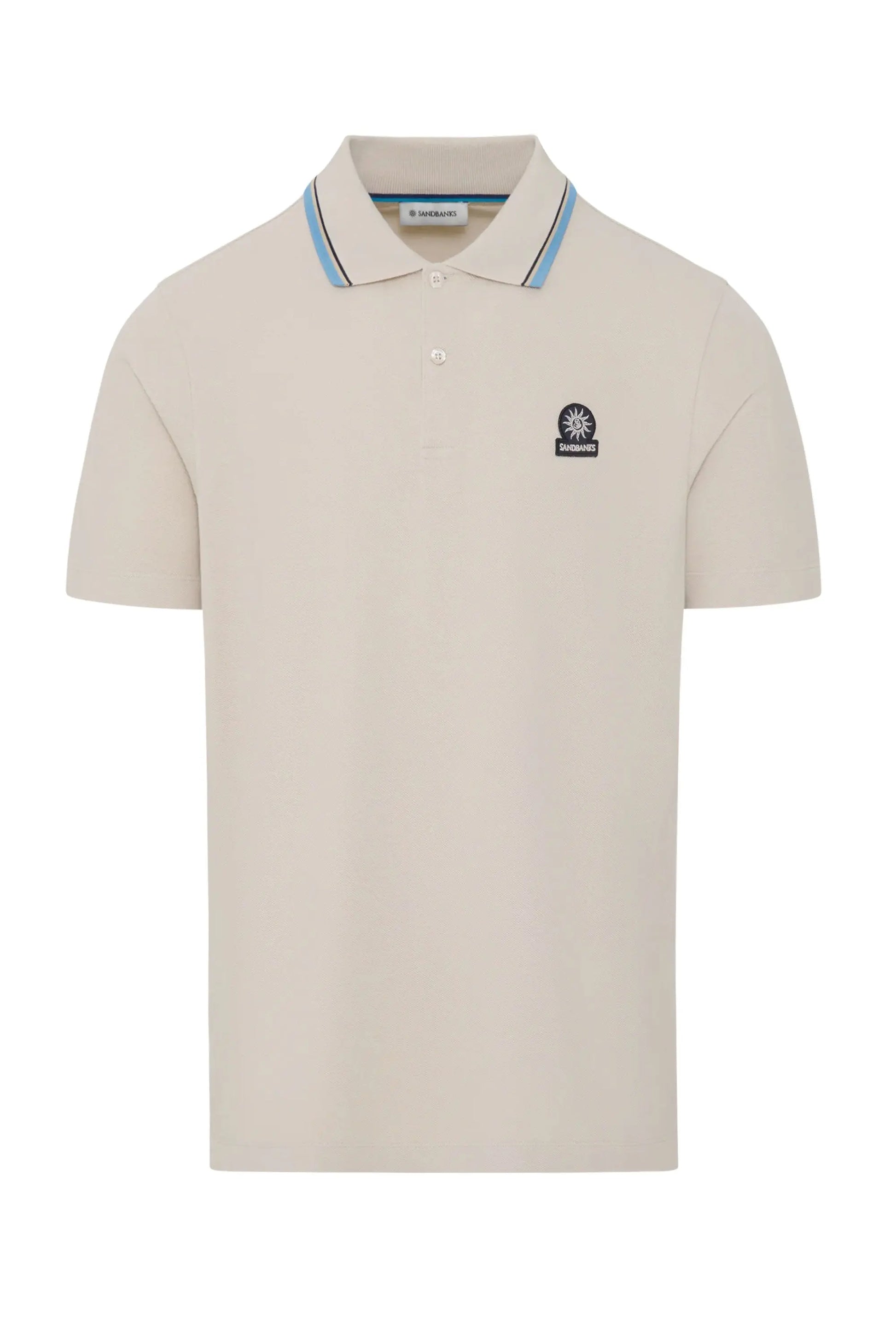 SANDBANKS STRIPE TAPE POLO STONE Sandbanks